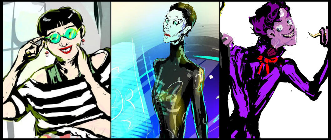 To the waist, sketch